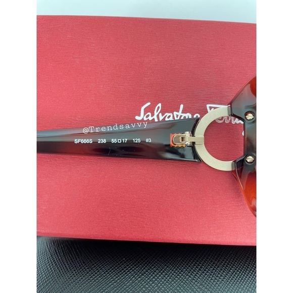 Salvatore Ferragamo Brown Gradient Rectangular Sunglasses 55mm NWT